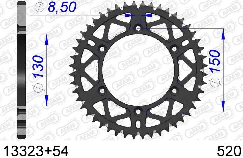 AFAM Tandwiel Achterzijde Aluminium 54T - 520